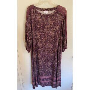 J.Jill Pure Jill Ecovero Maison Purple Paisley Boho Midi Dress M Pockets Soft